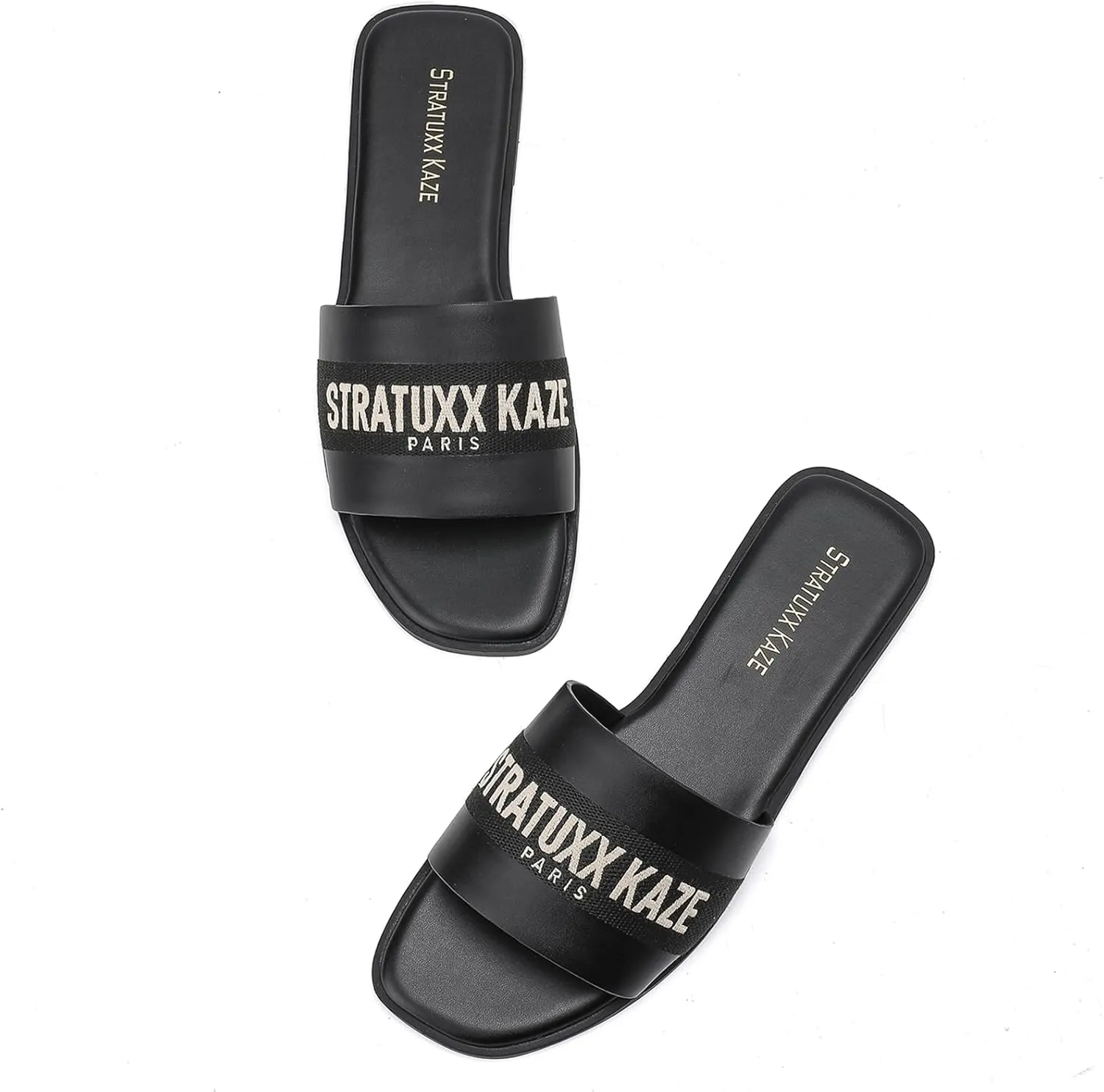 Stratuxx Kaze Women's Dressy Sandals Slip on Flat Summer Shoes Open Toe Slide Sandals for Women Size 5-11
