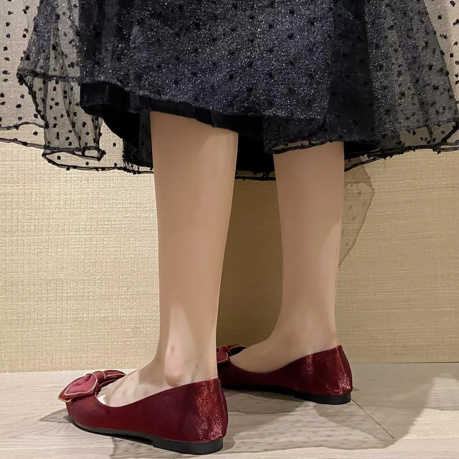Stunner Women's Ballet Flats Comfortable Pointy Toe Slip On Memory Foam Bowtie Walking Dressy Flats Shoes