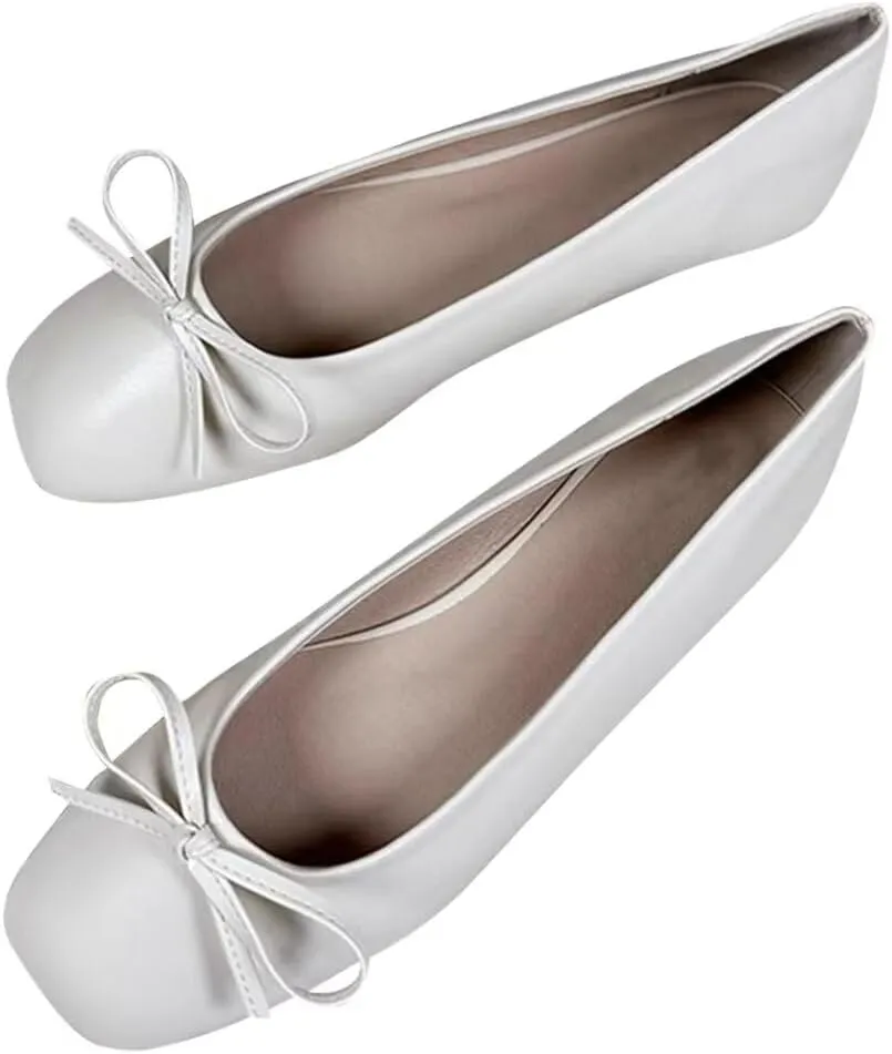 Stunner Women's Ballet Flats Fashion Classic Comfort Square Toe Slip-On Flats Wide Width Flat Shoes