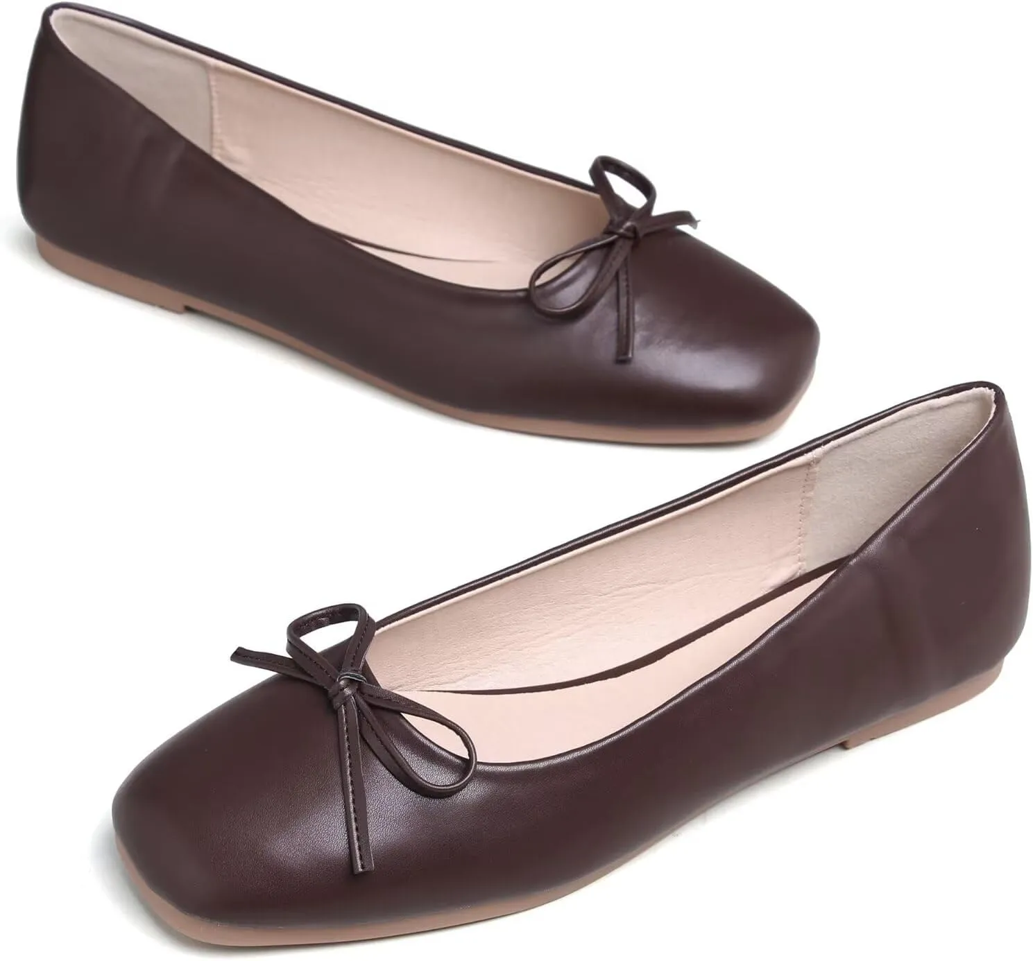Stunner Women's Ballet Flats Fashion Classic Comfort Square Toe Slip-On Flats Wide Width Flat Shoes