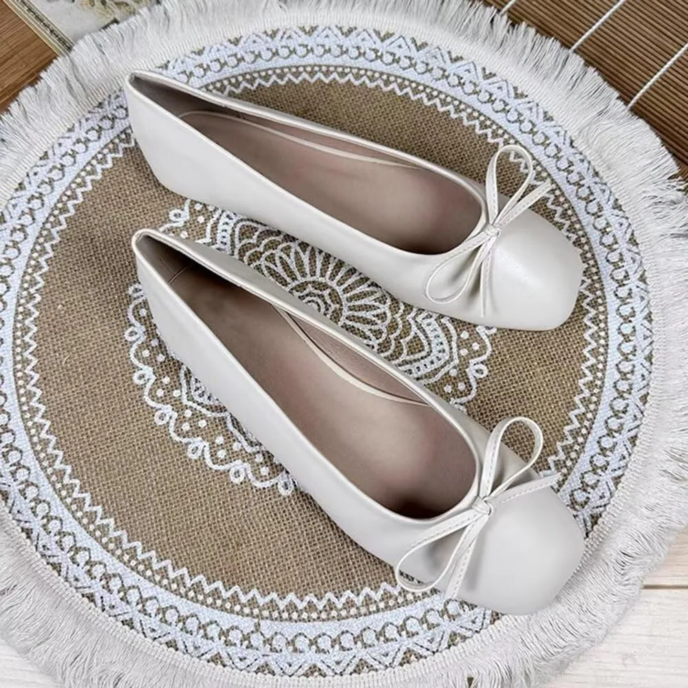 Stunner Women's Ballet Flats Fashion Classic Comfort Square Toe Slip-On Flats Wide Width Flat Shoes