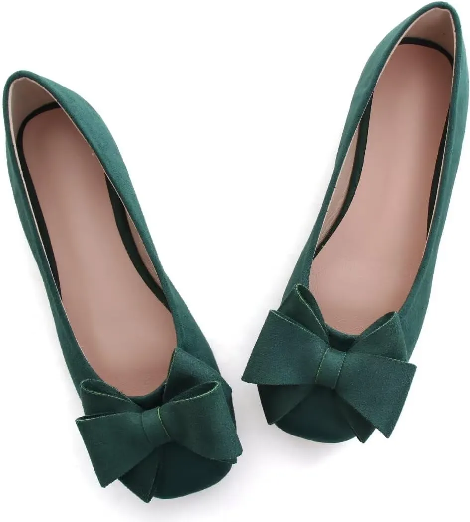 Stunner Women's Casual Flats Square Toe Bowknot Ballet Flats Comfortable Slip On Wedding Dress Shoes