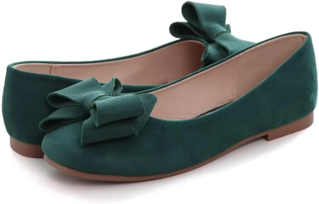 Stunner Women's Casual Flats Square Toe Bowknot Ballet Flats Comfortable Slip On Wedding Dress Shoes