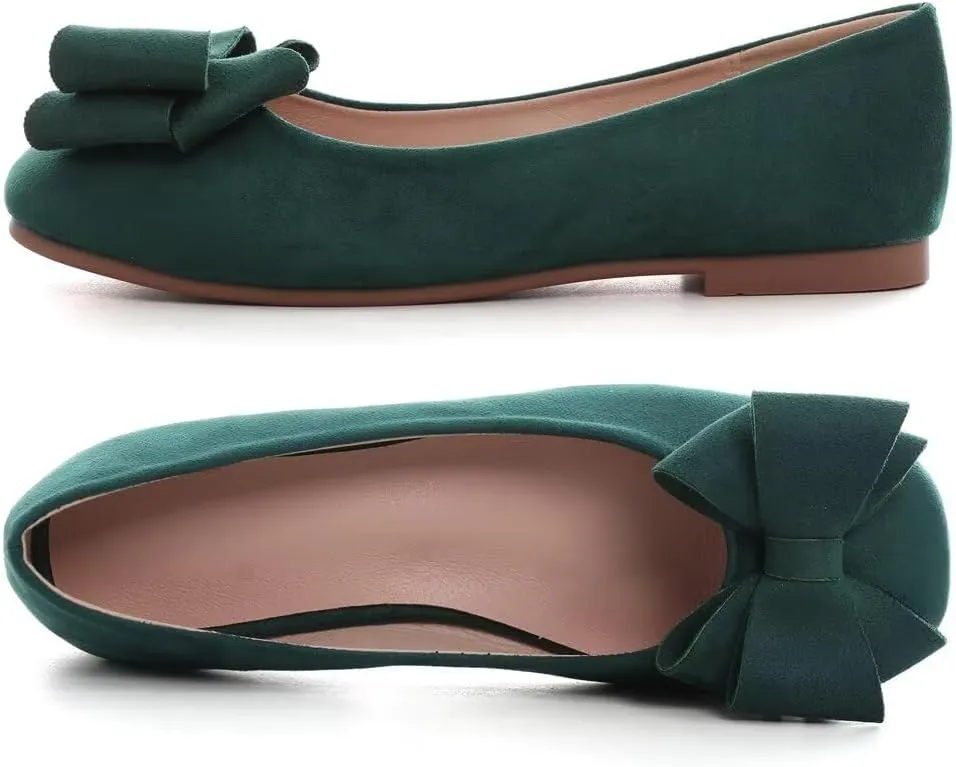Stunner Women's Casual Flats Square Toe Bowknot Ballet Flats Comfortable Slip On Wedding Dress Shoes