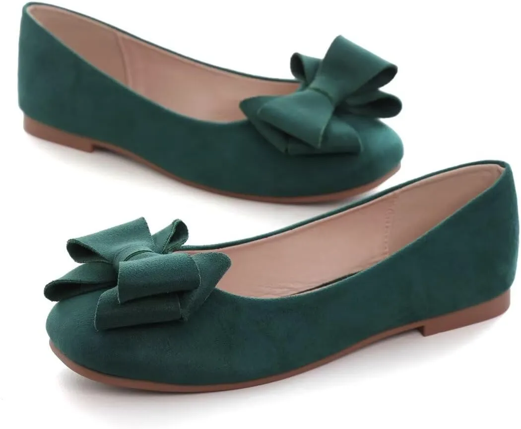Stunner Women's Casual Flats Square Toe Bowknot Ballet Flats Comfortable Slip On Wedding Dress Shoes