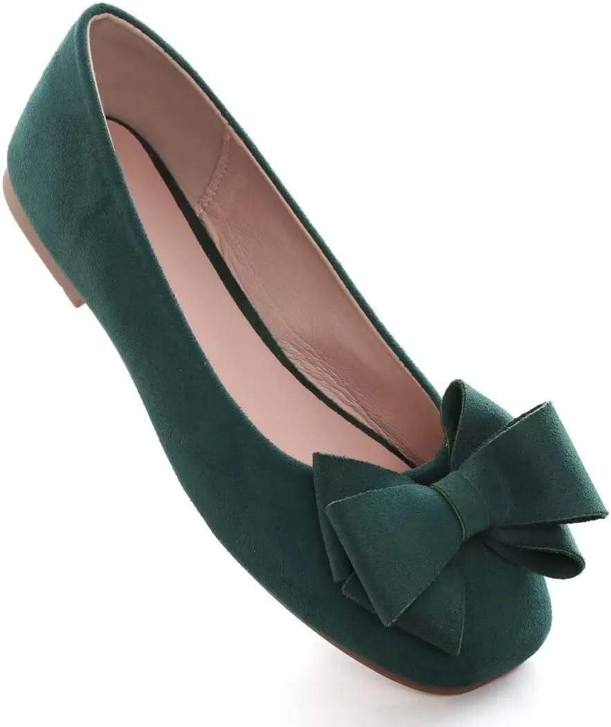 Stunner Women's Casual Flats Square Toe Bowknot Ballet Flats Comfortable Slip On Wedding Dress Shoes