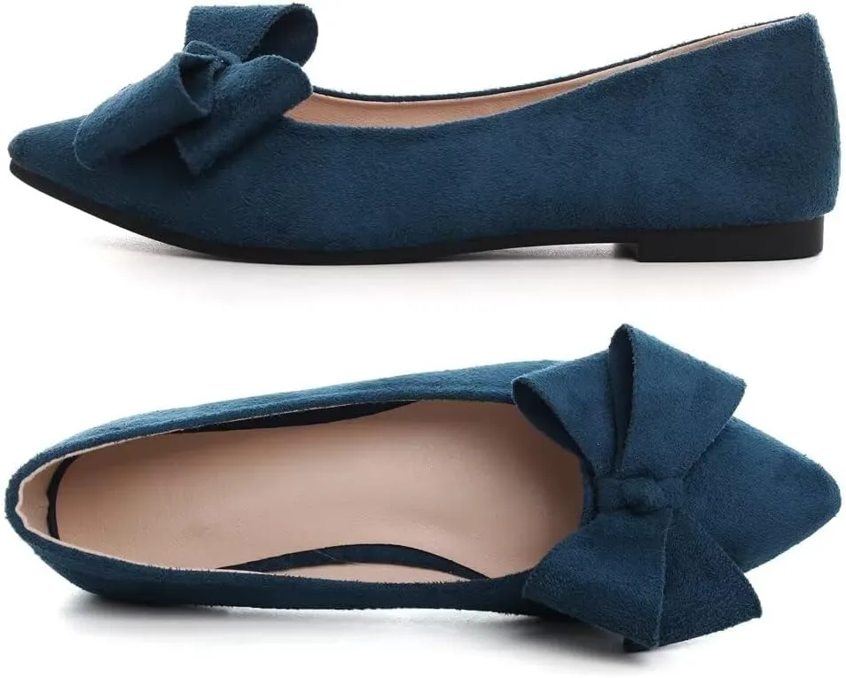 Stunner Womens Flats Fashion Pointed Toe Bowknot Ballet Flats Cute Slip On Dress Flats Comfortable Party Wedding Flats