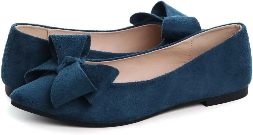 Stunner Womens Flats Fashion Pointed Toe Bowknot Ballet Flats Cute Slip On Dress Flats Comfortable Party Wedding Flats