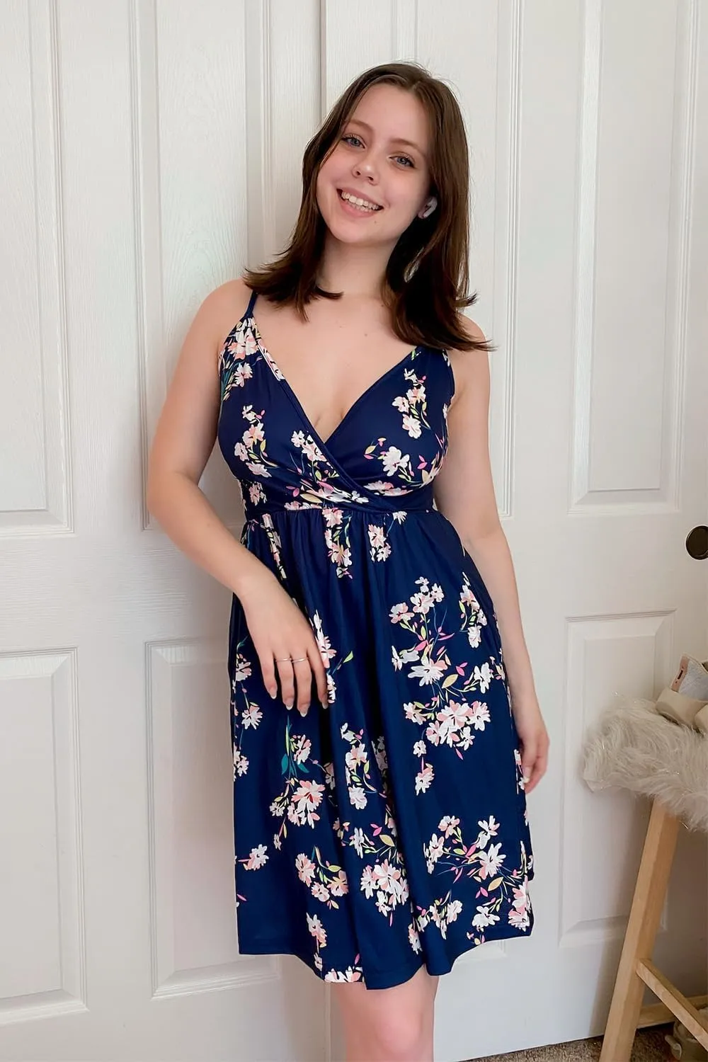 STYLEWORD Womens Sundress Summer Floral Wrap V Neck Backless A-Line Casual Beach Midi Dress