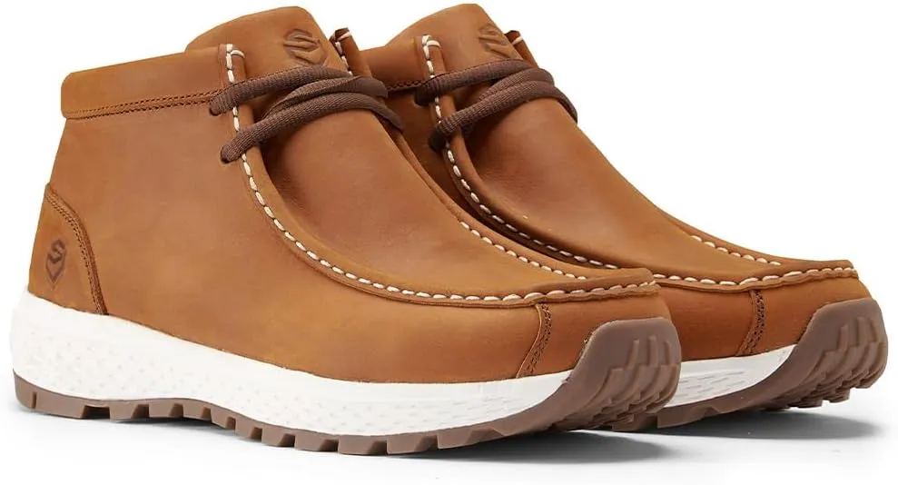 SUREWAY Men's Chukka Boots,Lightweight Durability Leather Moc Toe Work Boots，Fashion Hiking,Driving Shoes,Chelsea Boots for All-Weather Comfort (Office,Casual,Dress)