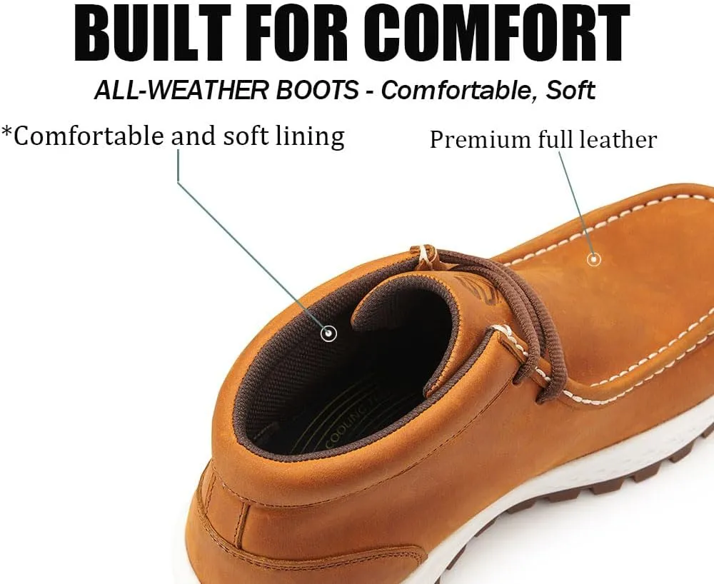 SUREWAY Men's Chukka Boots,Lightweight Durability Leather Moc Toe Work Boots，Fashion Hiking,Driving Shoes,Chelsea Boots for All-Weather Comfort (Office,Casual,Dress)