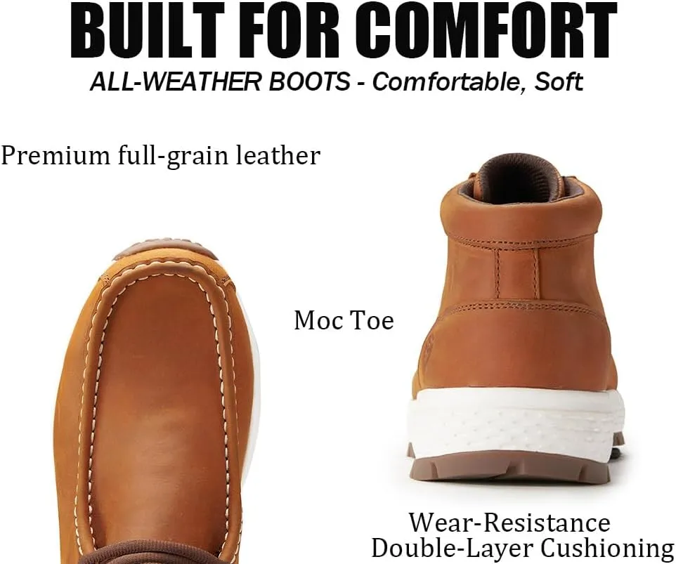 SUREWAY Men's Chukka Boots,Lightweight Durability Leather Moc Toe Work Boots，Fashion Hiking,Driving Shoes,Chelsea Boots for All-Weather Comfort (Office,Casual,Dress)