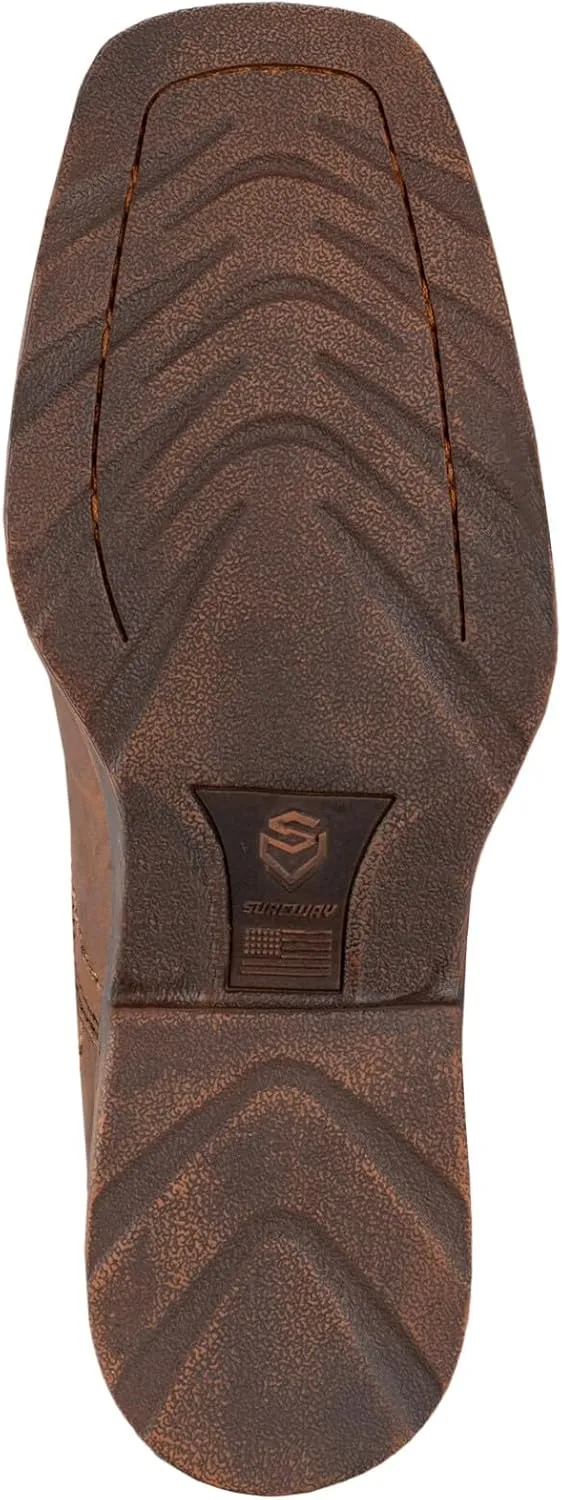 SUREWAY Mens Western Chelsea Cowboy Boots for Men Square Toe,All-Weather Rugged Slip-On Work/Casual/Dress Boots Shoes for Men,Built for Comfort & Durability