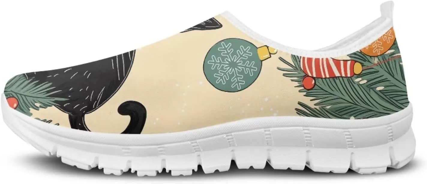 SYtrade Women's Walking Loafers Slip On Christmas Casual Tennis Sneaker White Sole