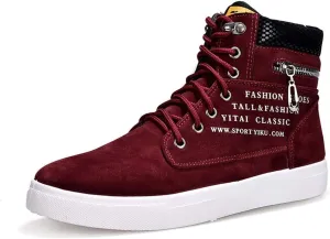 tazimall Men's High Top Suede Sneakers Casual Skate Shoes Lace Up Walking Shoes