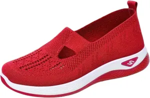 Thatrich Womens Orthopedic Sneakers Slip on Walking Shoes Breathable Soft Woven Shoe Non-Slip Mesh Up Footwear Lightweight Comfortable Arch Support Sneaker