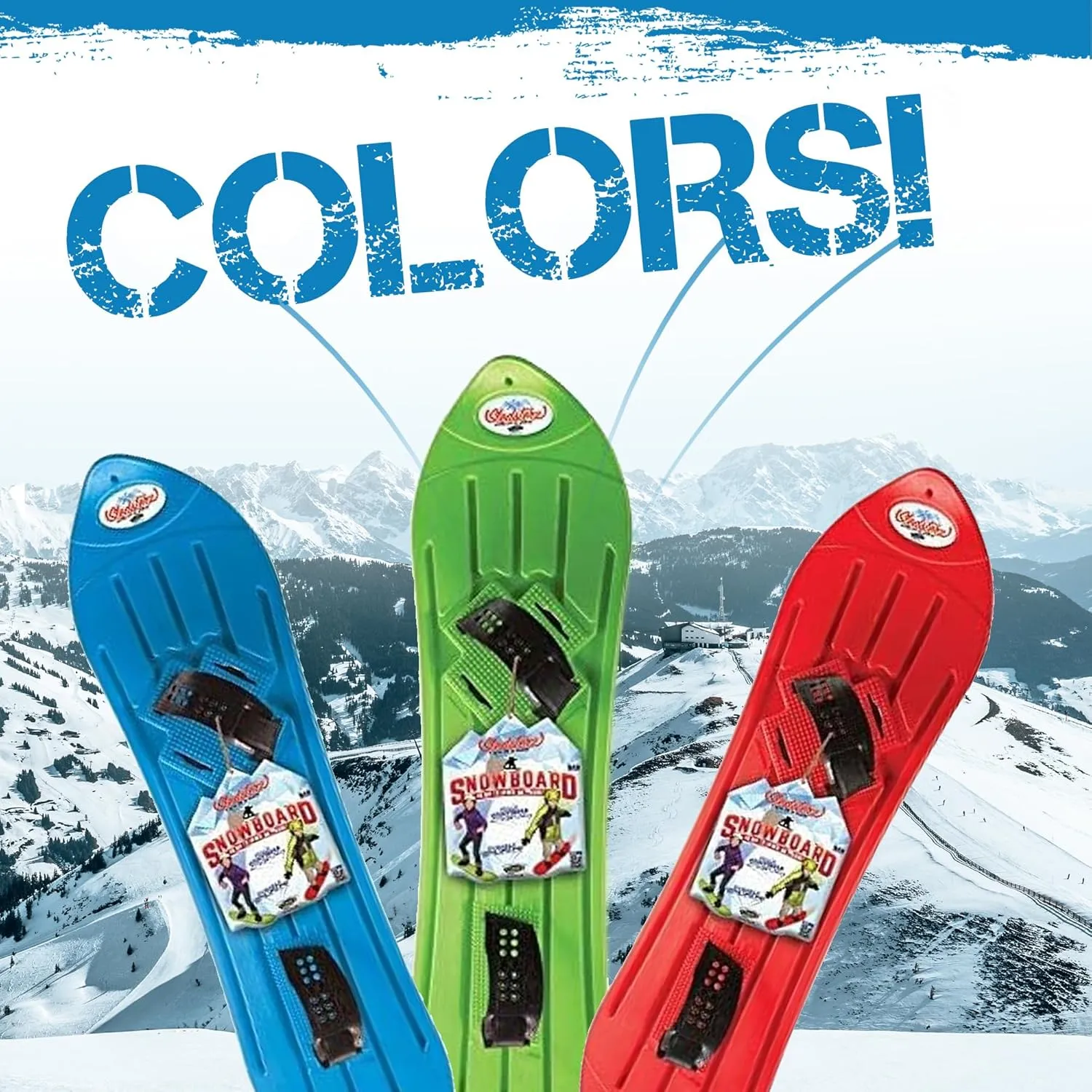 The Original Geospace Sledsterz Kids Beginner Snowboard for Winter Fun on Snow, with Adjustable Step-in Bindings; for Kids Between 4 to 12 Years Old