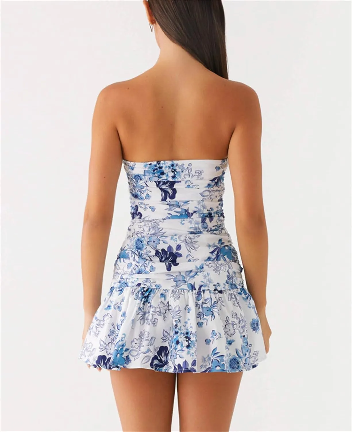 Thopavenoir Women Sexy 3D Rose Flower Mini Dress Stain Strapless Homecoming Short Dresses Elegant Prom Cocktail Party Gown