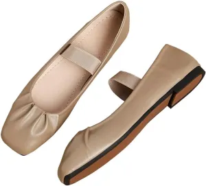 TN TANGNEST Leather Flats for Women Comfortable Square Toe Bowknot Ballet Flats Retro Slip On Mary Jane Flats