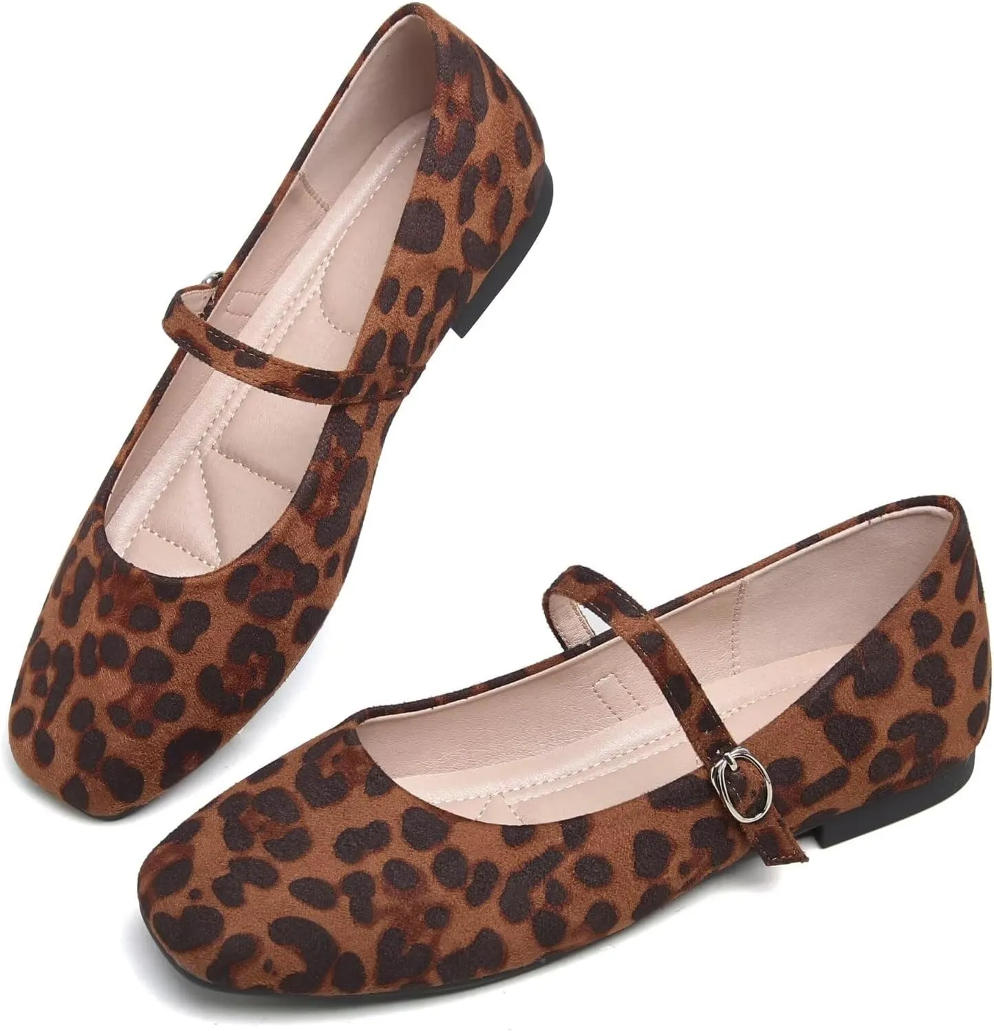 TN TANGNEST Leather Flats for Women Comfortable Square Toe Slip On Flats Soft Work Flats Retro Mary Jane Flats