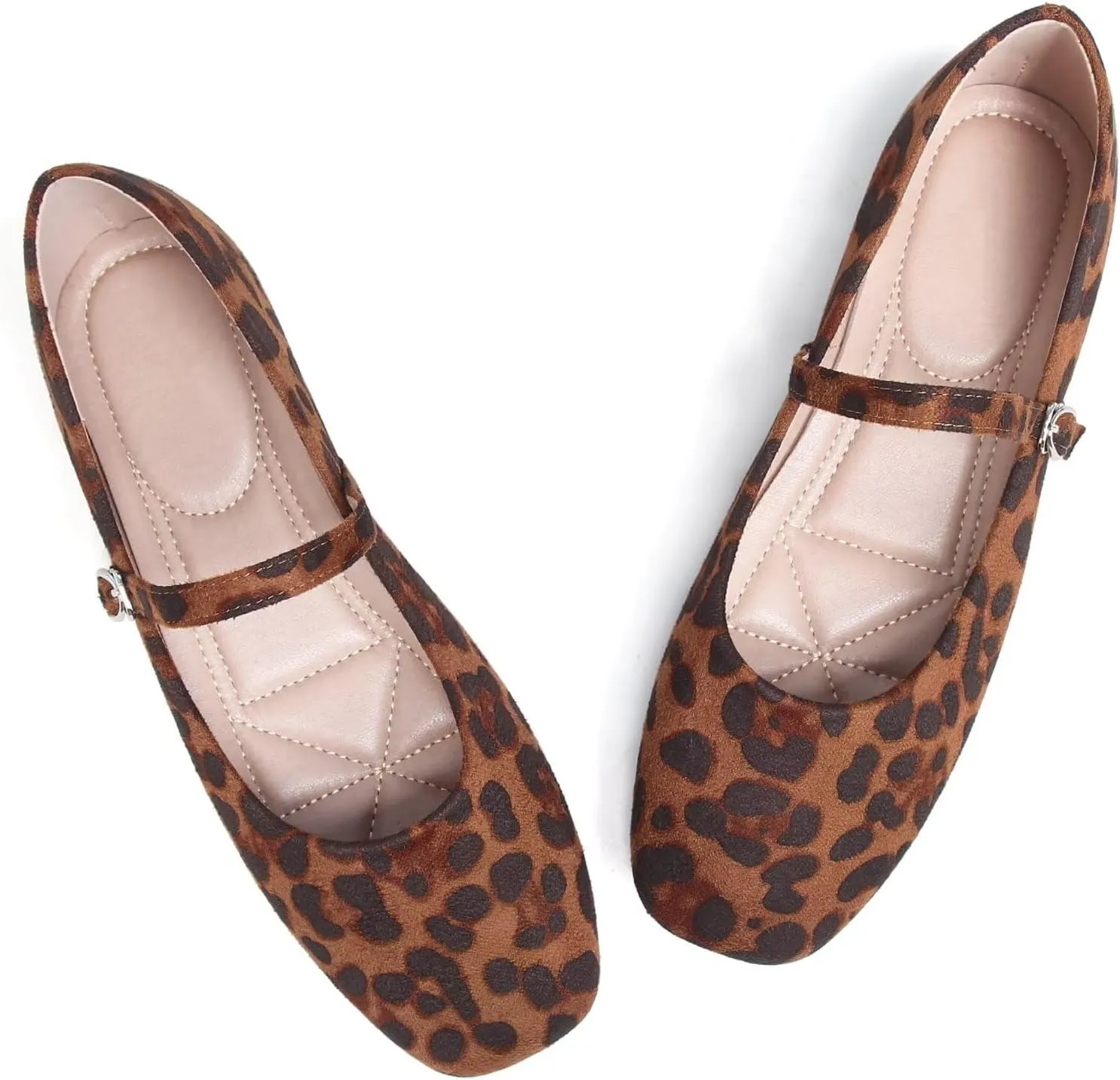 TN TANGNEST Leather Flats for Women Comfortable Square Toe Slip On Flats Soft Work Flats Retro Mary Jane Flats