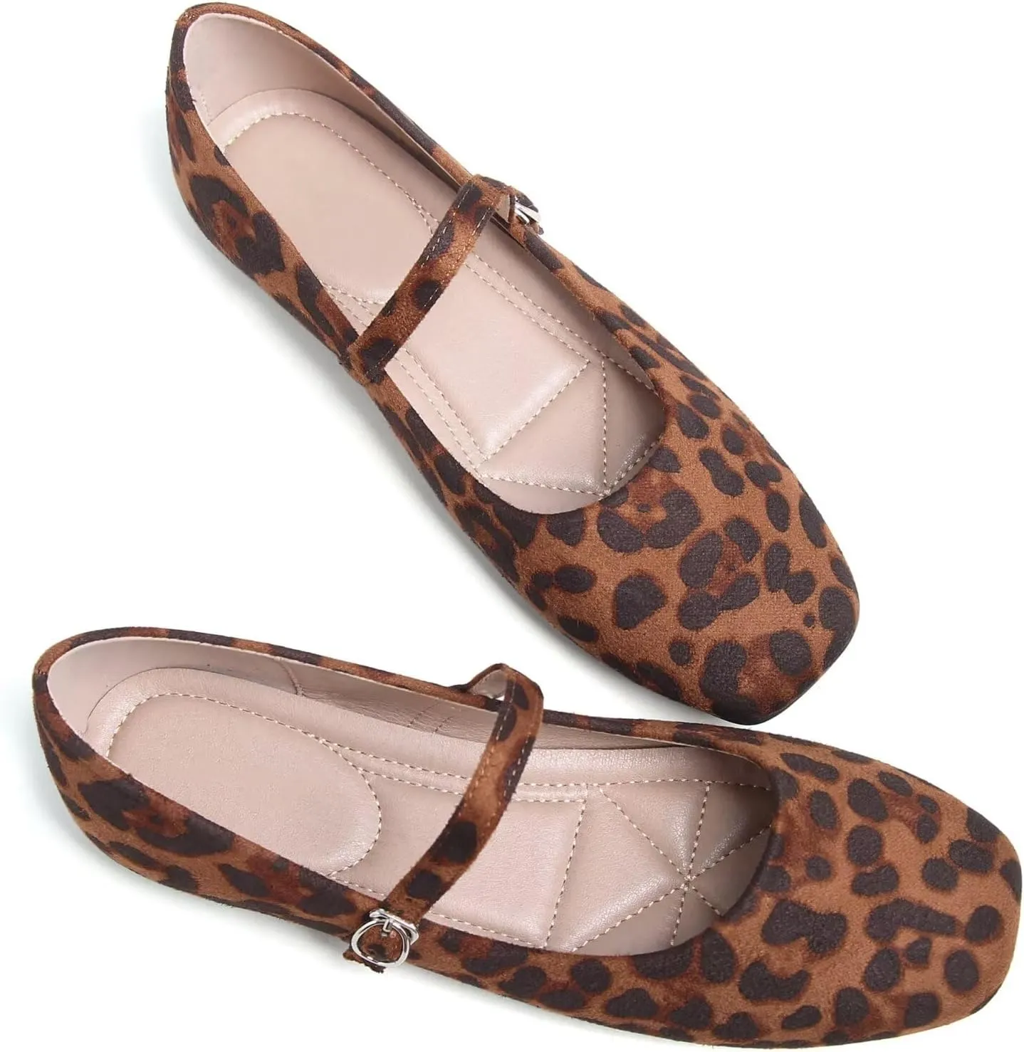 TN TANGNEST Leather Flats for Women Comfortable Square Toe Slip On Flats Soft Work Flats Retro Mary Jane Flats