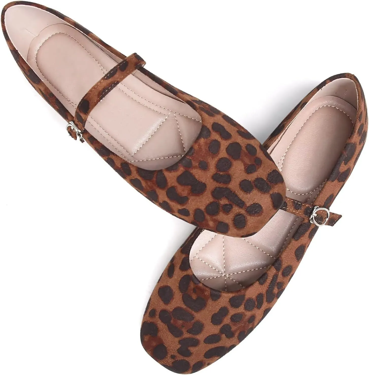 TN TANGNEST Leather Flats for Women Comfortable Square Toe Slip On Flats Soft Work Flats Retro Mary Jane Flats