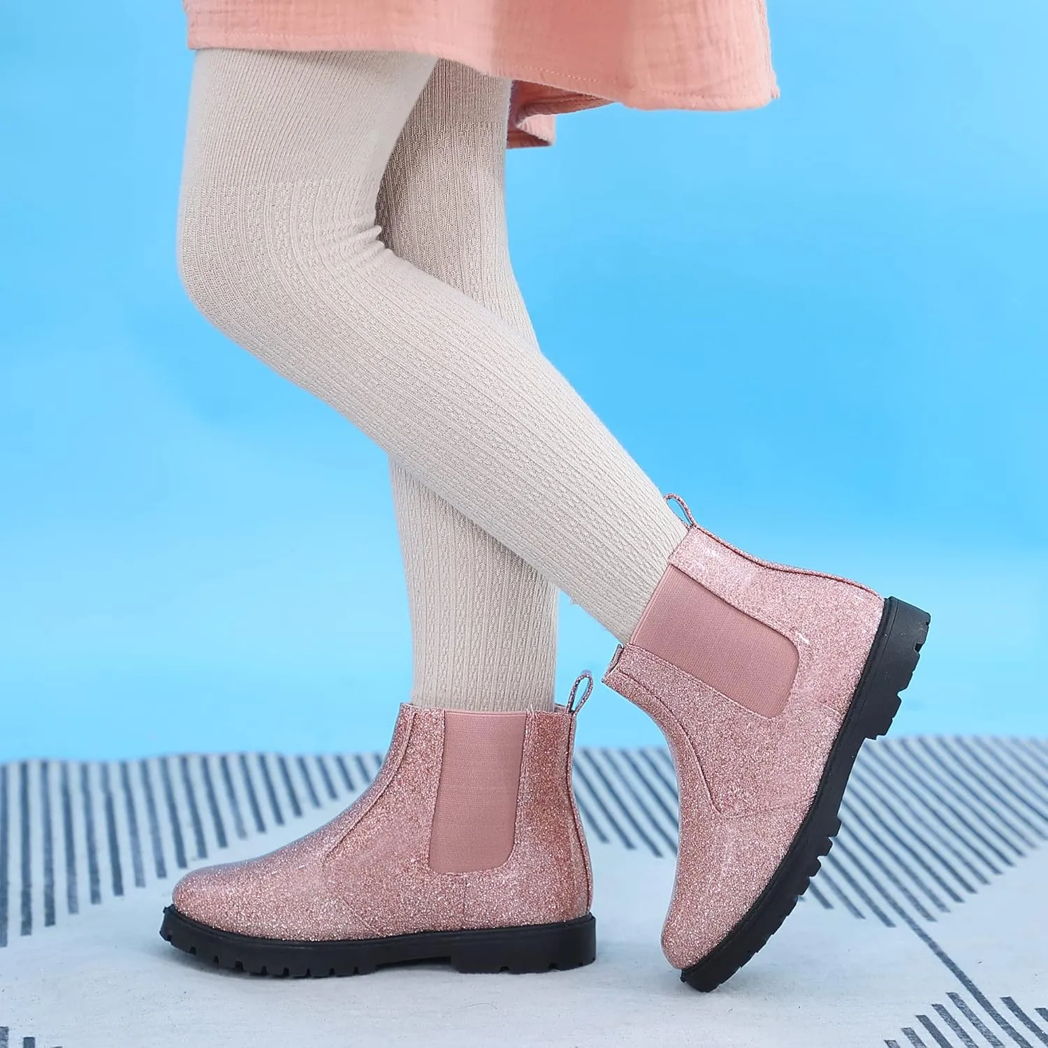 Tobfis Girl's Fashion Shiny Chelsea Boot Ankle Boots(Toddler/Little Kid/Big Kid)