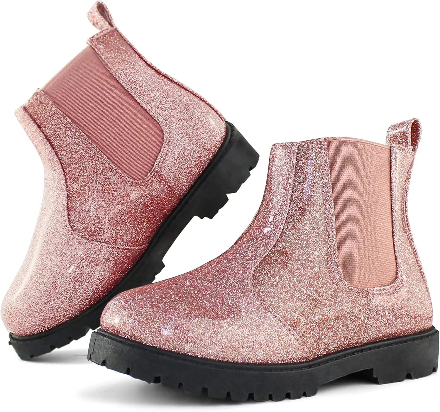 Tobfis Girl's Fashion Shiny Chelsea Boot Ankle Boots(Toddler/Little Kid/Big Kid)