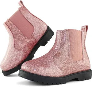 Tobfis Girl's Fashion Shiny Chelsea Boot Ankle Boots(Toddler/Little Kid/Big Kid)