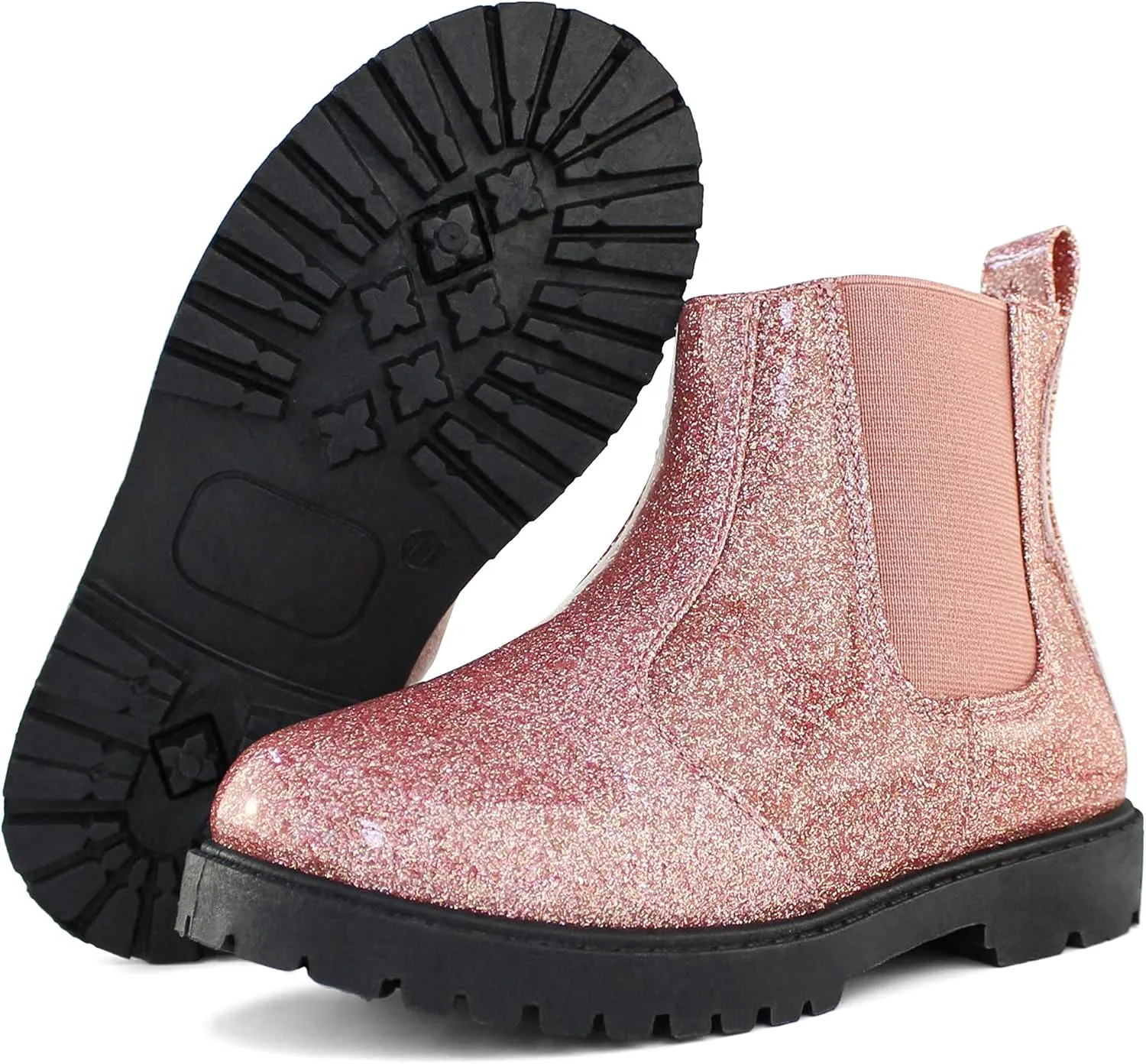 Tobfis Girl's Fashion Shiny Chelsea Boot Ankle Boots(Toddler/Little Kid/Big Kid)