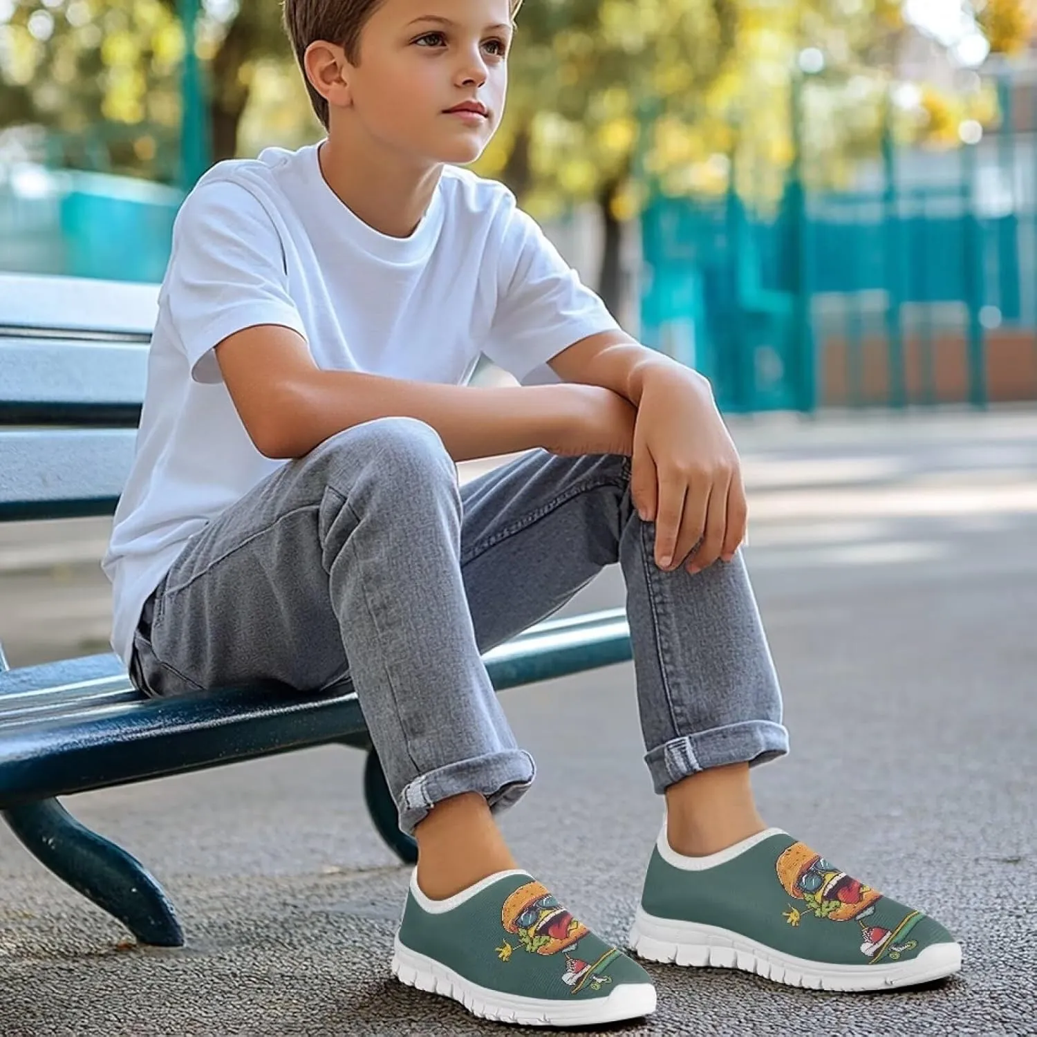 Toddler Boys Girls Shoes Kids Slip On Loafers Lightweight Non Slip Soft Casual Shoes Low Top Sneakers for Running Walking White Sole Size 11-15