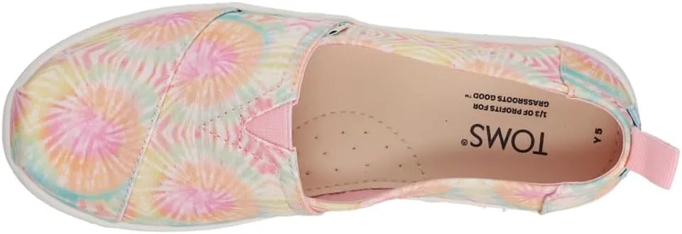 TOMS Kids Girls Alpargata Tie-Dye Slip On Flats Casual - Pink