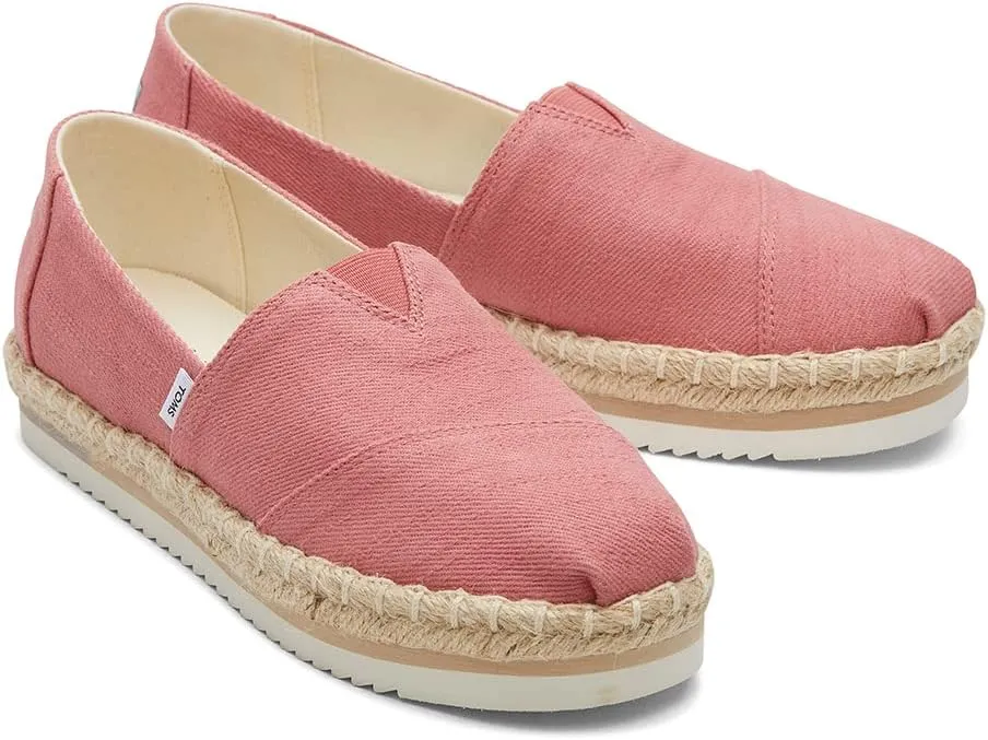 TOMS Womens Alpargata Platform Rope Slip On Flats Casual - Beige