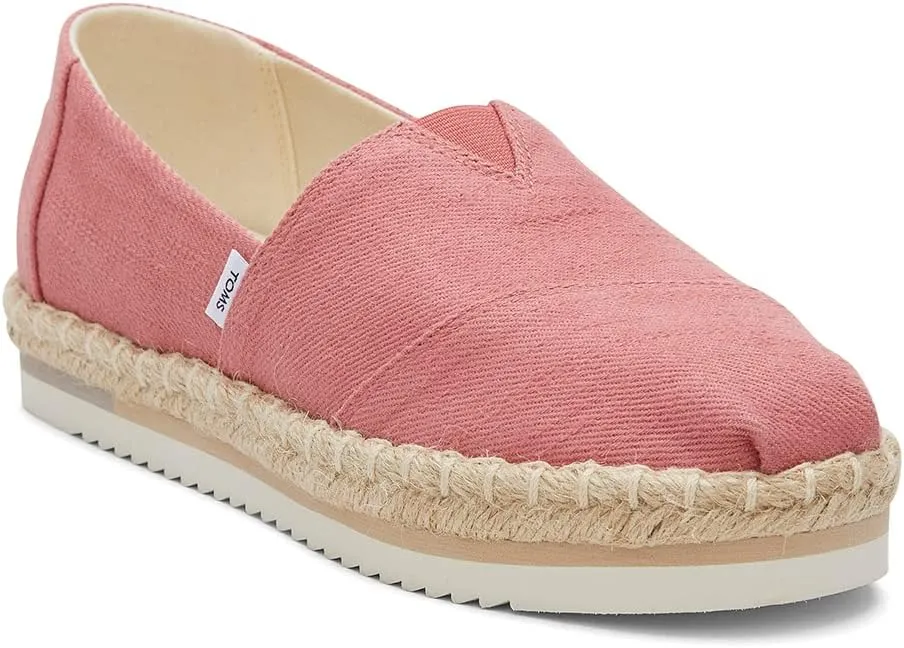 TOMS Womens Alpargata Platform Rope Slip On Flats Casual - Beige