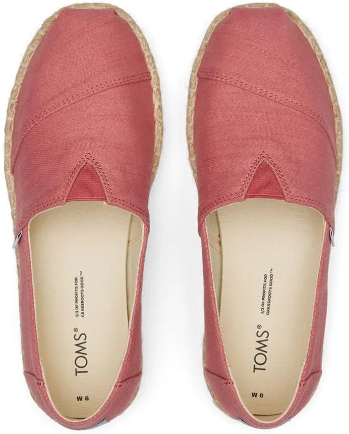 TOMS Womens Alpargata Platform Rope Slip On Flats Casual - Beige