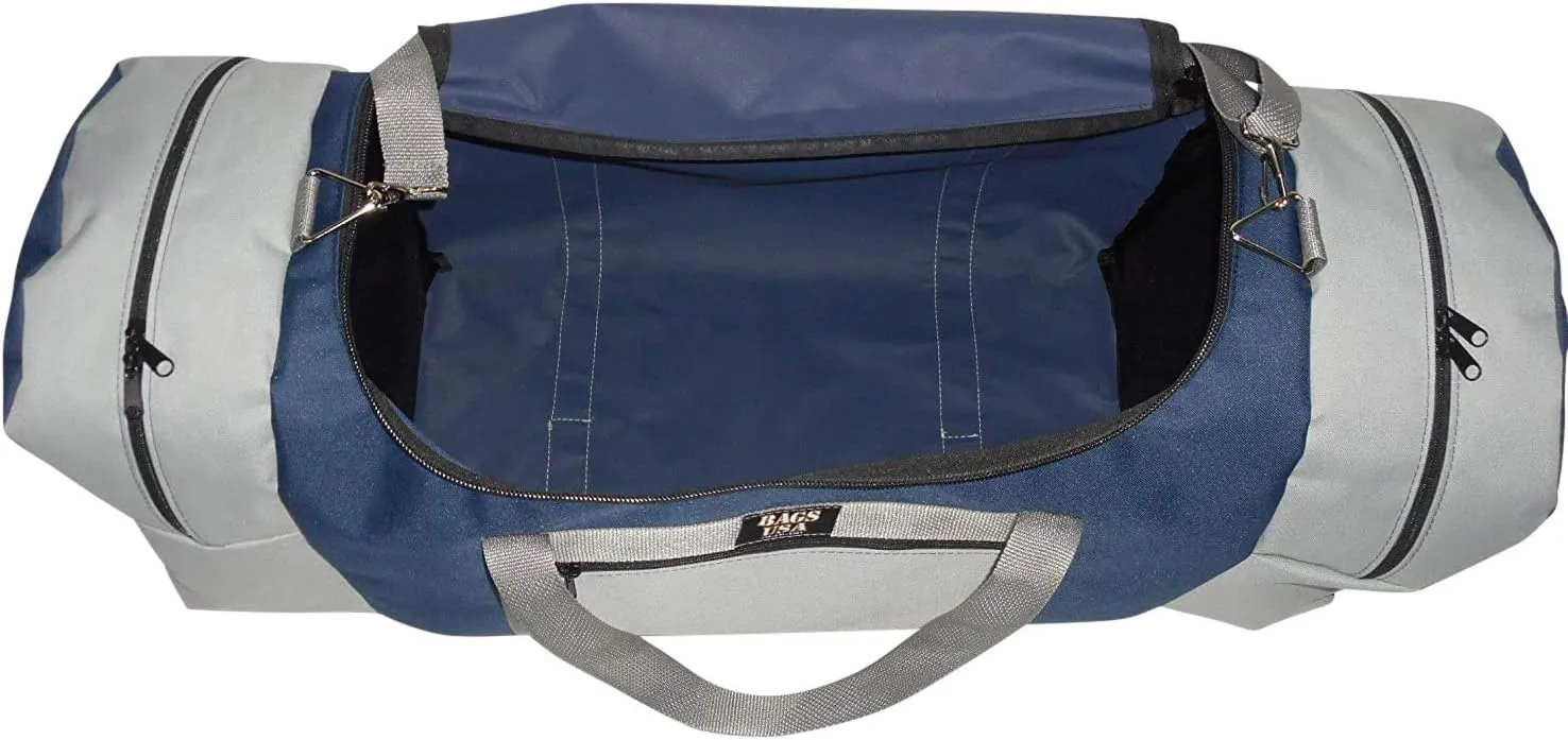 Travel Bag, Extra Large Triple Travel Bag Holds All Your Gears Made In USA. (Navy/silver)