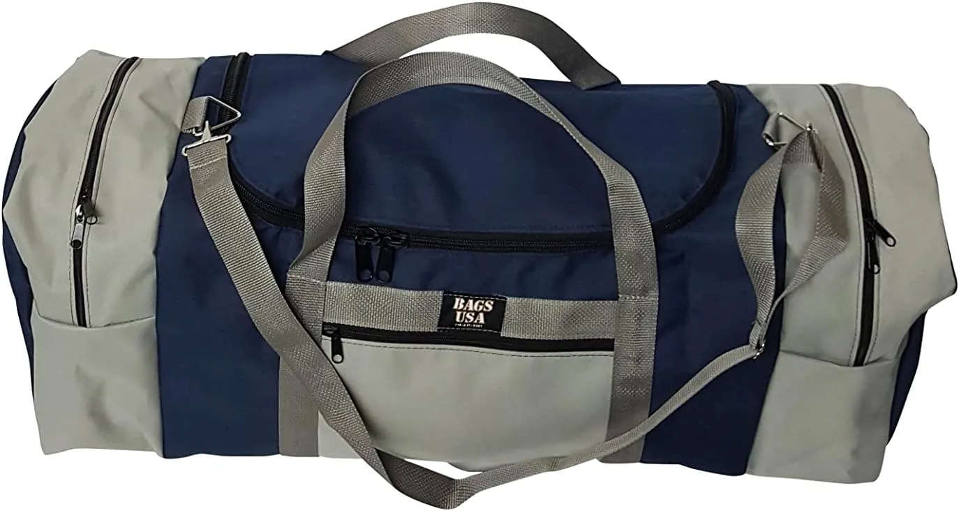 Travel Bag, Extra Large Triple Travel Bag Holds All Your Gears Made In USA. (Navy/silver)