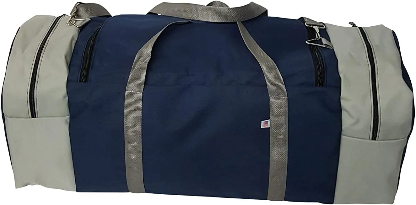 Travel Bag, Extra Large Triple Travel Bag Holds All Your Gears Made In USA. (Navy/silver)