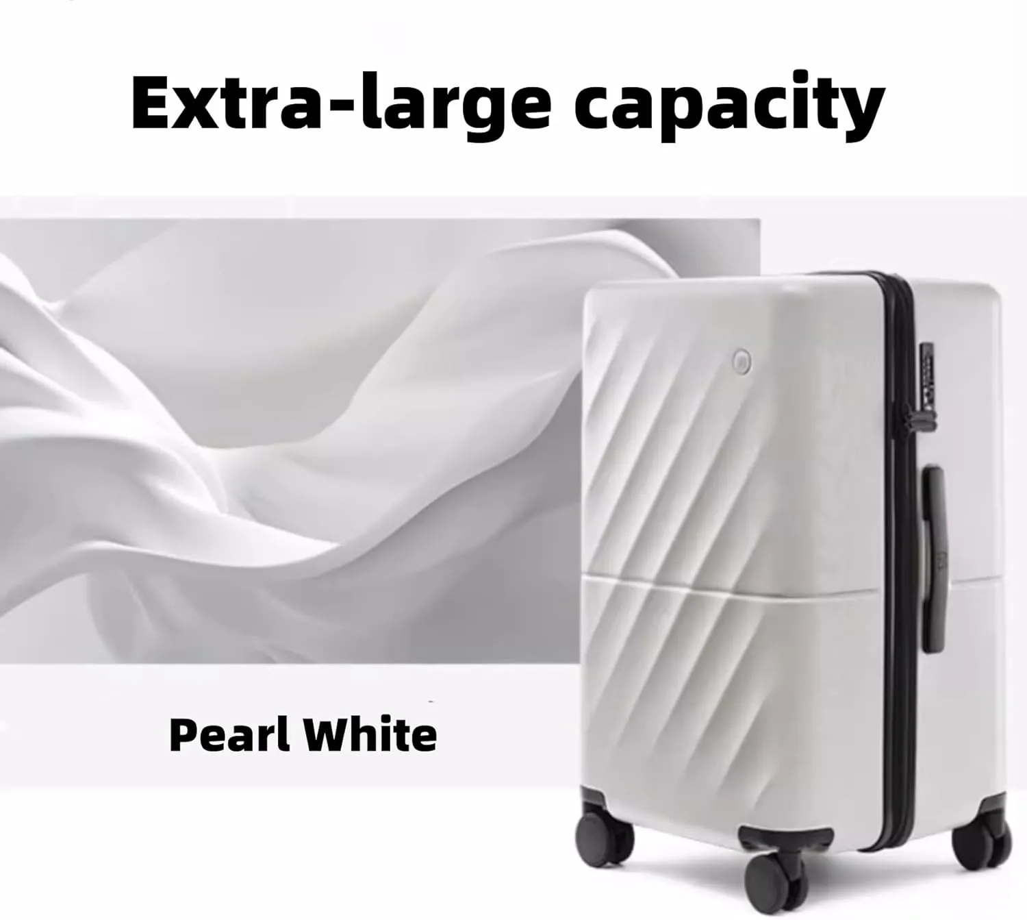 Trunk Luggage 29 Inch, Large Checked Luggage with Double Spinner Wheels, Anti-Burst Zipper, Hard Case PC Suitcase, Lightweight Travel Luggage, TSA Approved (Pearl White, Hudson)