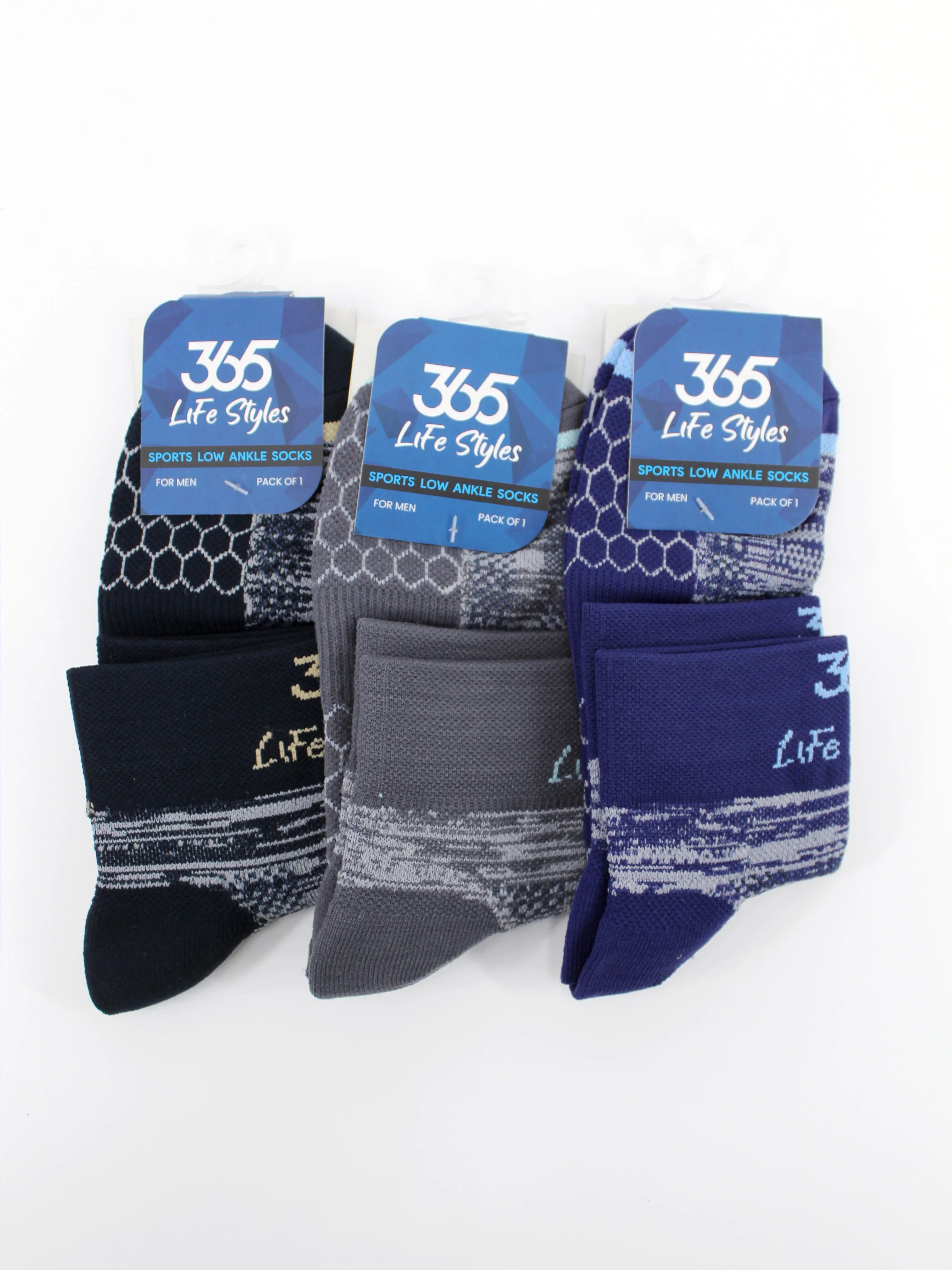 Unisex Cotton Terry Ankle Socks | Multi Color - Pack of 3