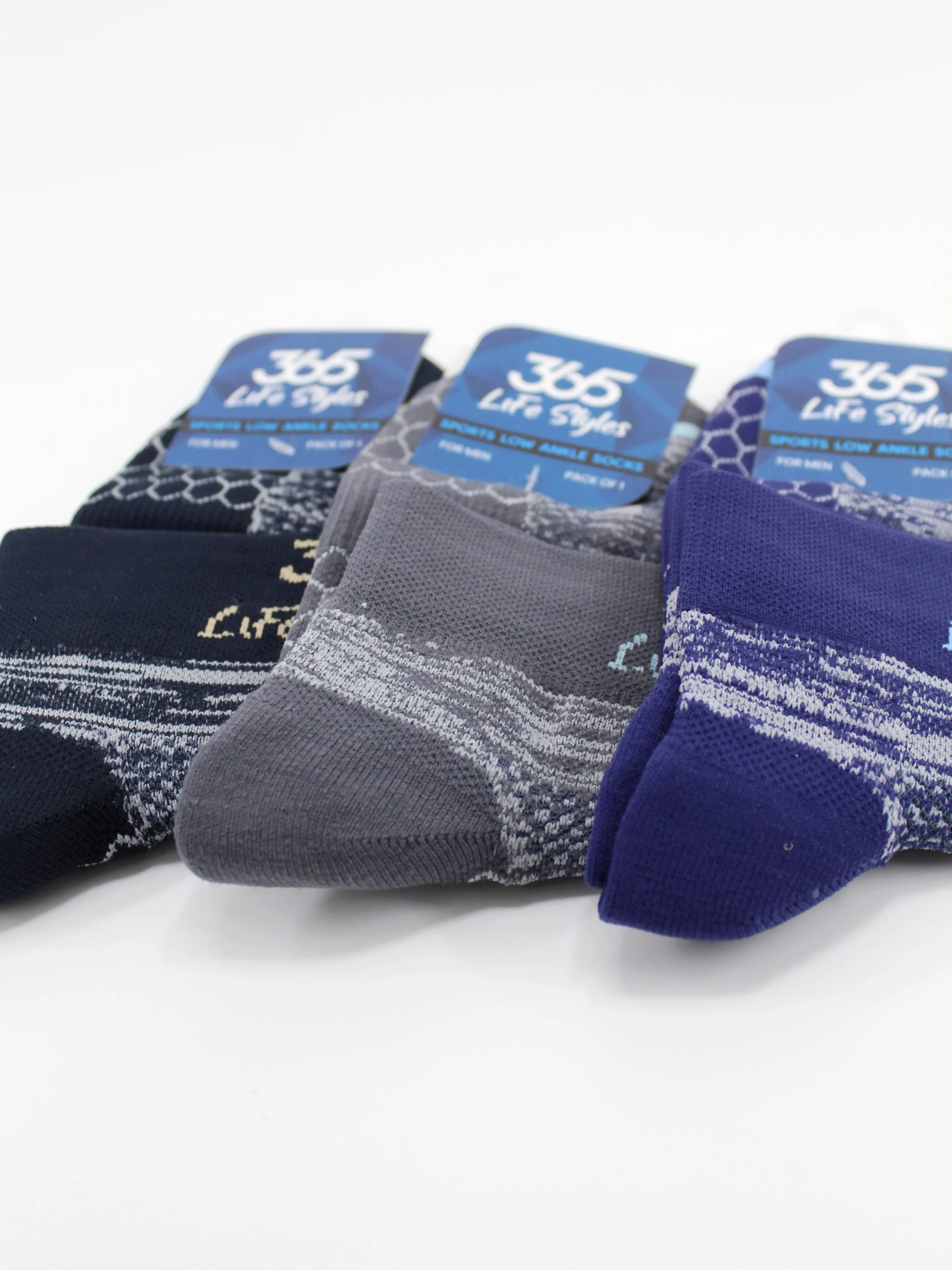 Unisex Cotton Terry Ankle Socks | Multi Color - Pack of 3