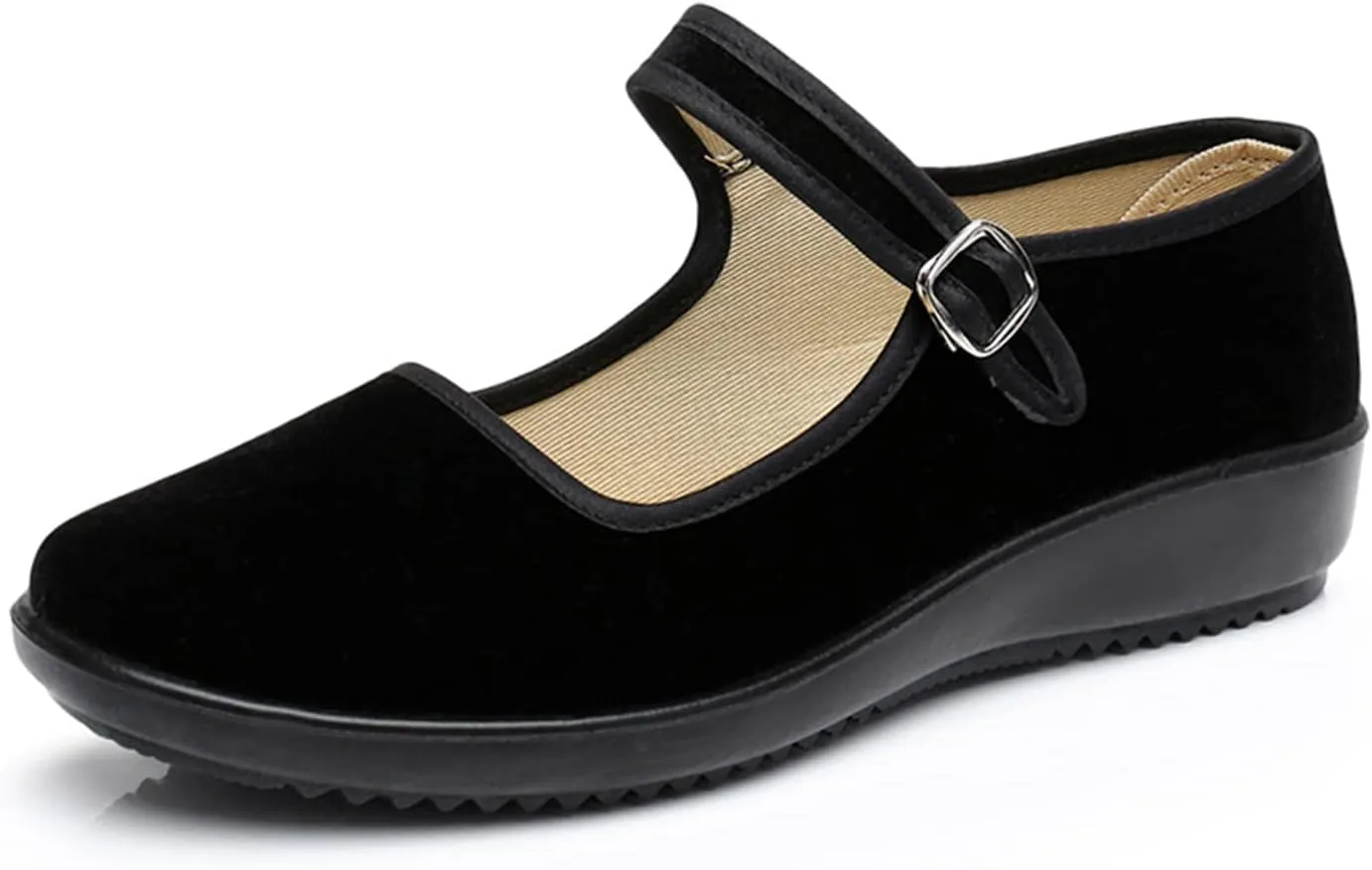 Upgraded Women's Velvet Mary Jane Shoes Black Cottton Old Beijing Cloth Flats Yoga Exercise Dance Shoes