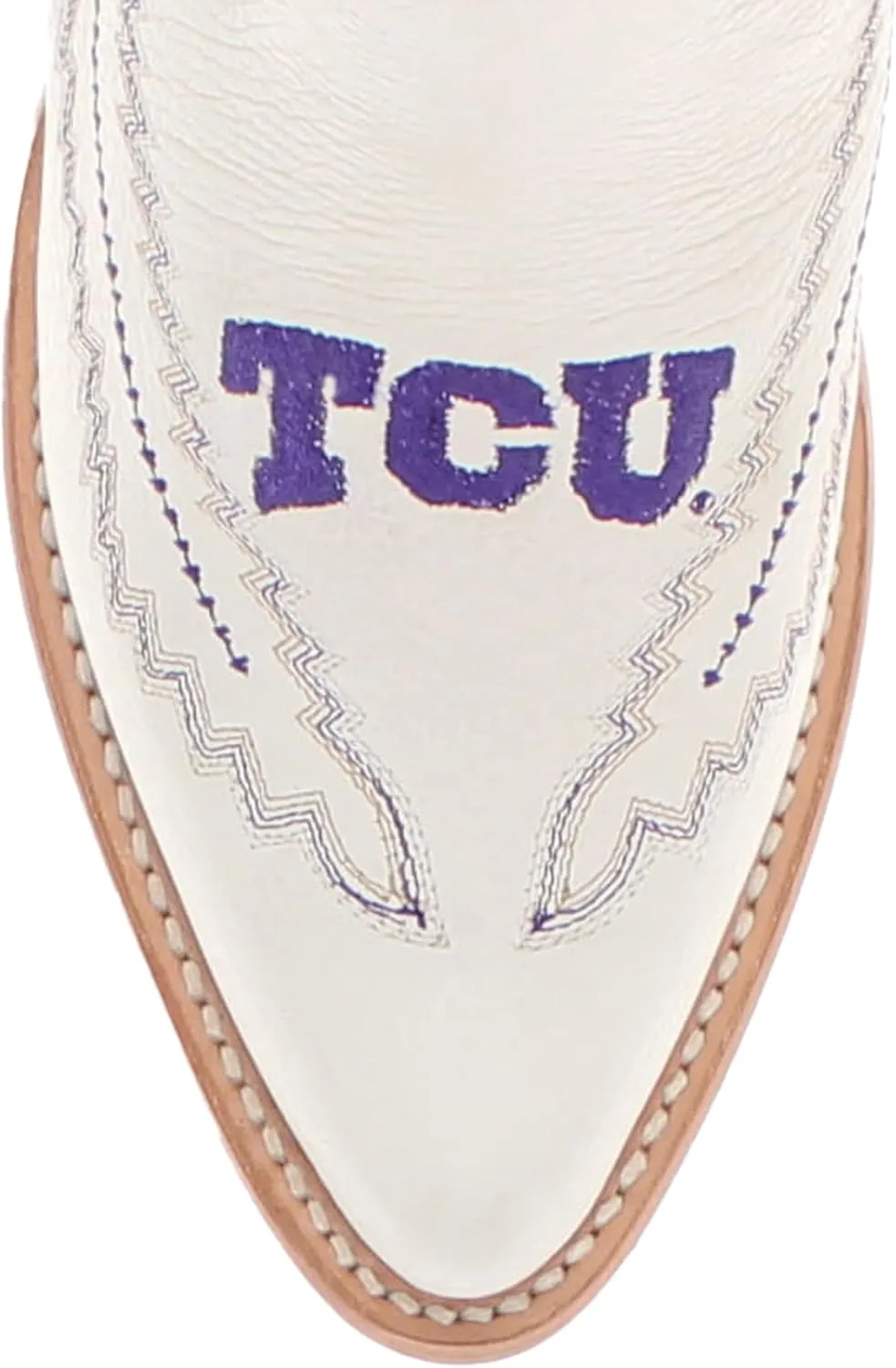 Vaccari Women's Natalie Genuine Leather NCAA League Embroidery Pointed Toe Western V Cutout Ankle Boots