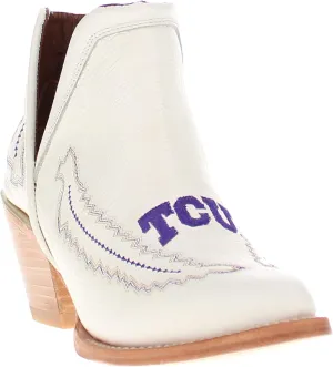 Vaccari Women's Natalie Genuine Leather NCAA League Embroidery Pointed Toe Western V Cutout Ankle Boots