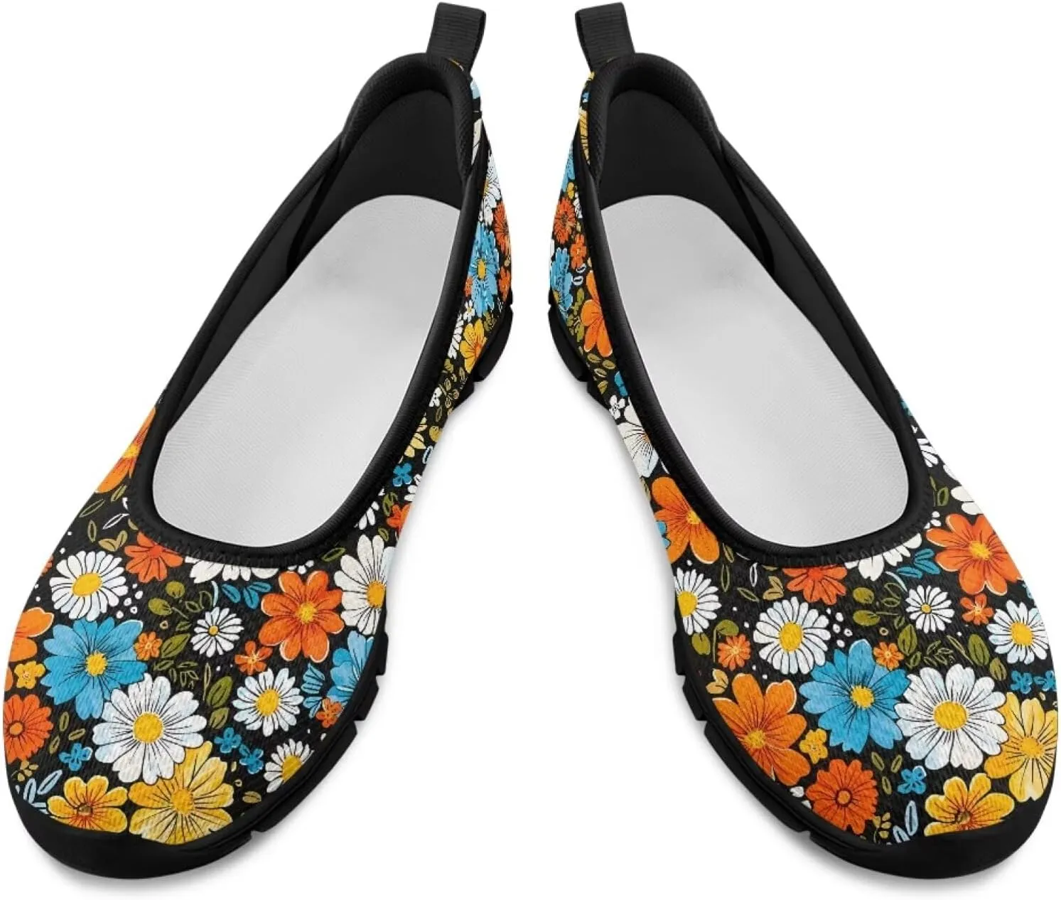 Various Floral Print Women's Flats Round Toe Ballet Loafers Lightweight Mesh Breathable Casual Sneakers Work & Travel