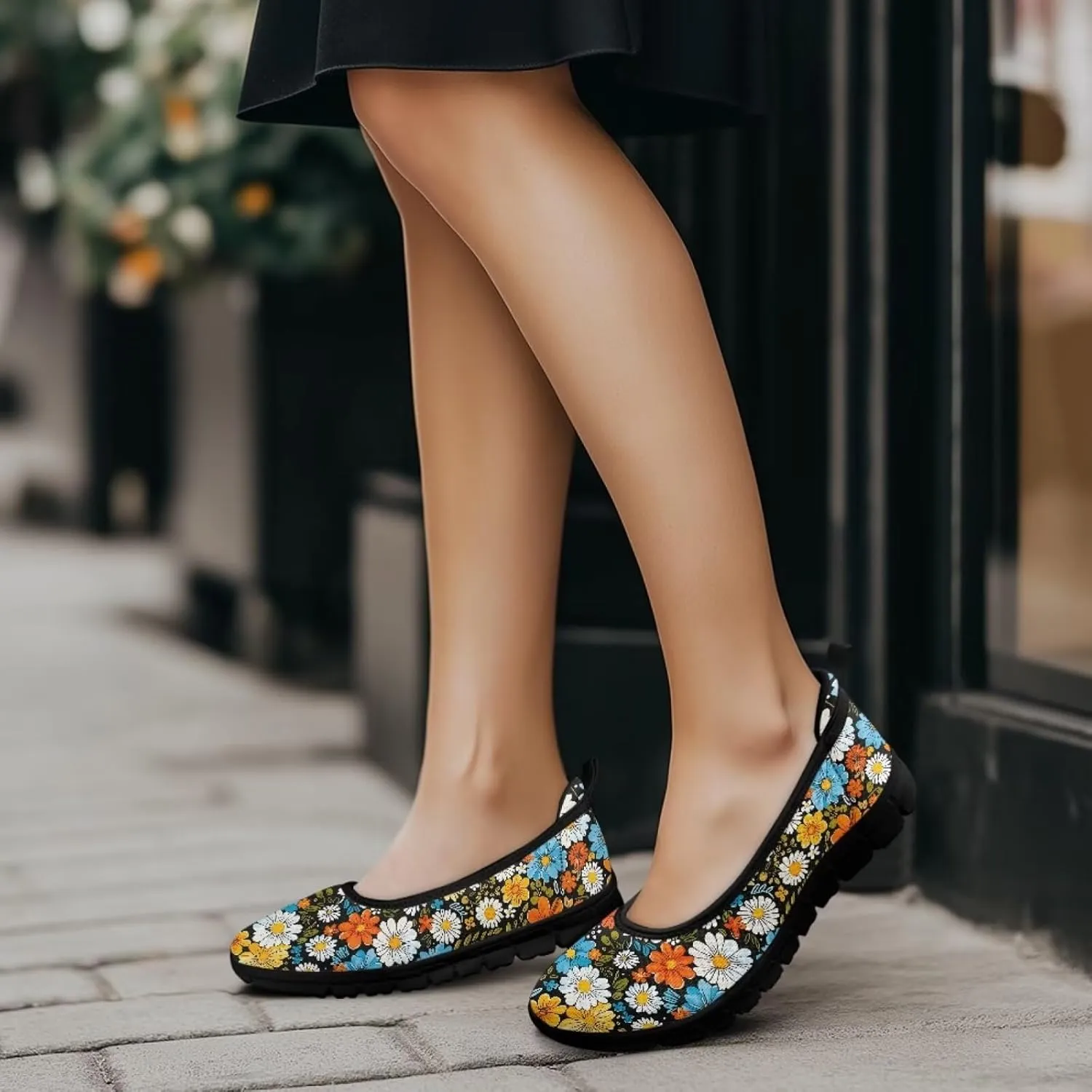 Various Floral Print Women's Flats Round Toe Ballet Loafers Lightweight Mesh Breathable Casual Sneakers Work & Travel