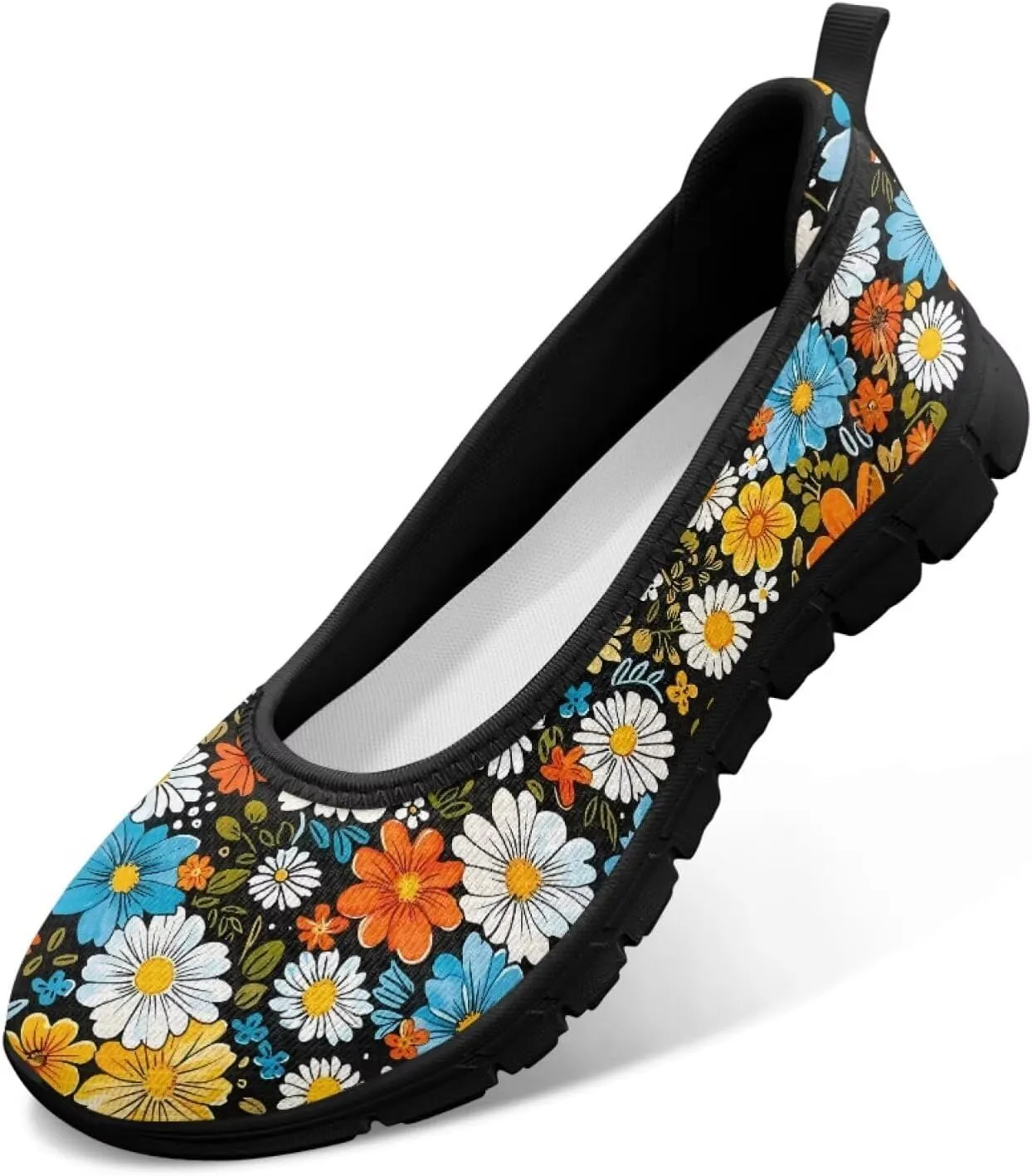 Various Floral Print Women's Flats Round Toe Ballet Loafers Lightweight Mesh Breathable Casual Sneakers Work & Travel