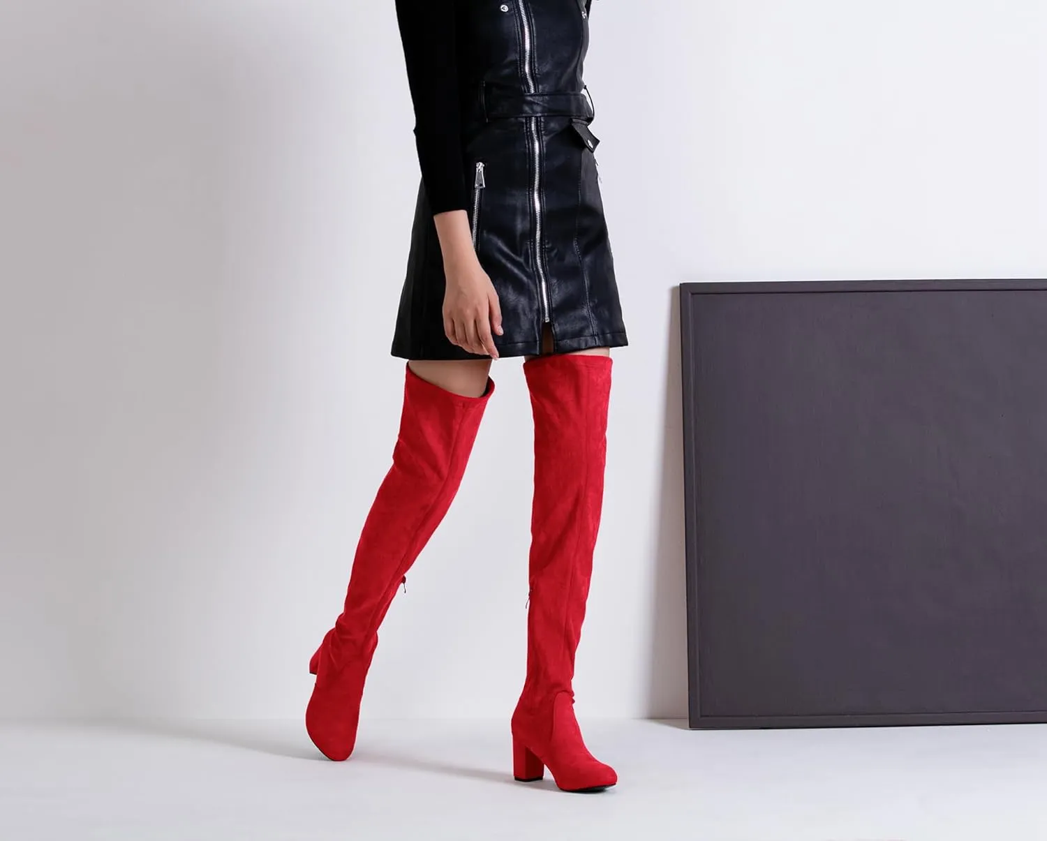 Vepose Women's 992 Thigh High Over The Knee Boots, Suede Long Boots with High Heel and Inner Zipper