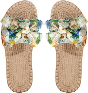 Verdusa Women's Bowknot Dressy Casual Open Toe Flat Sandals Summer Slides Slippers